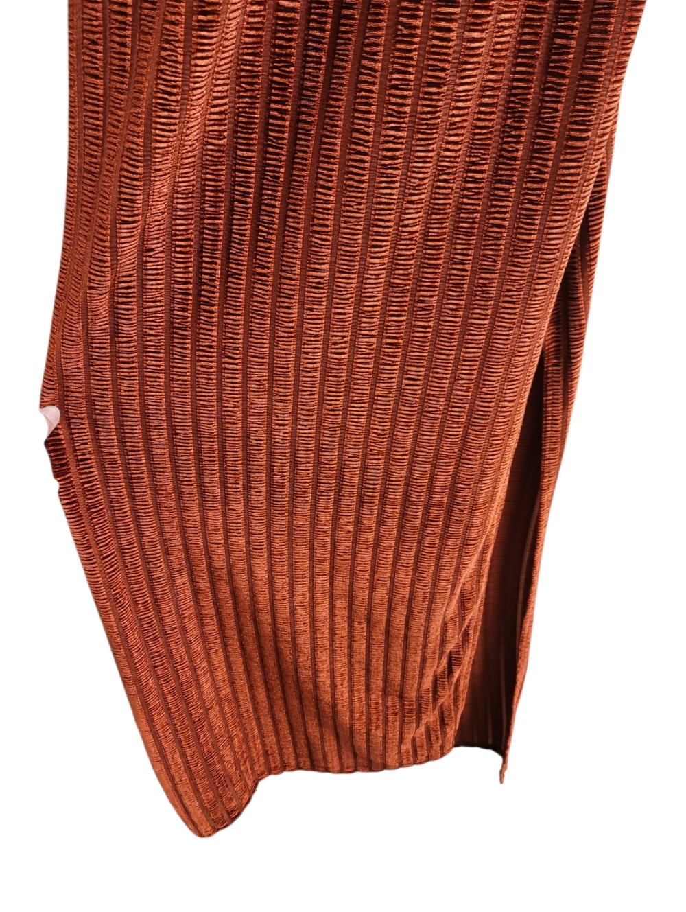 Free People Rust Velvet Maxi Knit Dress Square Neck Side Slit Medium - Picture 10 of 16